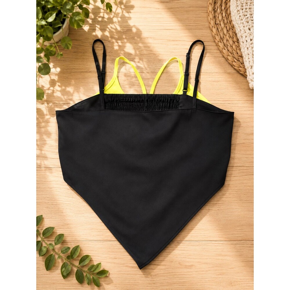 H&M Divided Women's XS Black Satin Crop Top Spaghetti Strap Dressy Party Y2K